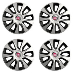 Červené poklice 14 palců pro Fiat s logem – Versaco STRATOS double colour