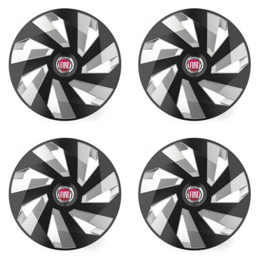 Červené poklice pro Fiat 15 palců s logem – Versaco RC black and silver
