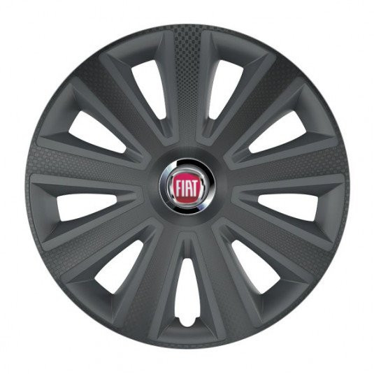 Červené poklice Fiat 15 palců s logem – Versaco Aviator carbon grafite - Obrázek 2