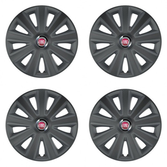 Červené poklice Fiat 15 palců s logem – Versaco Aviator carbon grafite