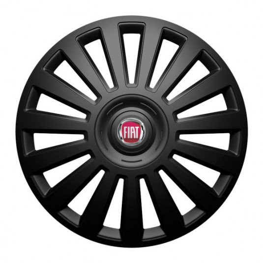 Poklice pro Fiat 15 palců červené s logem – Versaco Luxury black - Obrázek 2