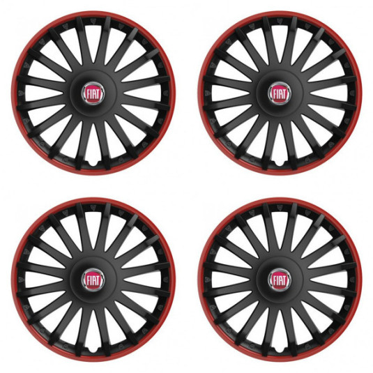 Červené poklice pro Fiat 16 palců s logem – elegantní ochrana kol od Versaco