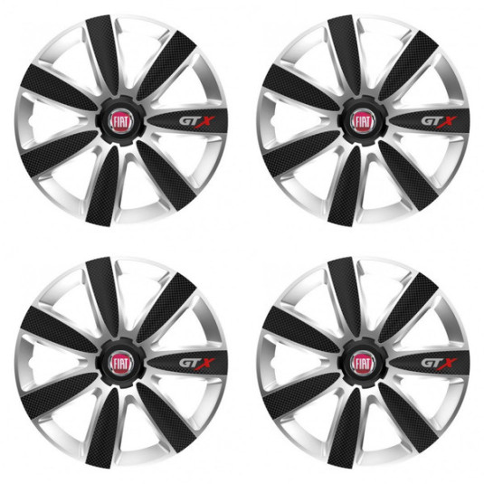 Poklice pro Fiat 16 palců červené s logem – Versaco GTX CARBON silver/black