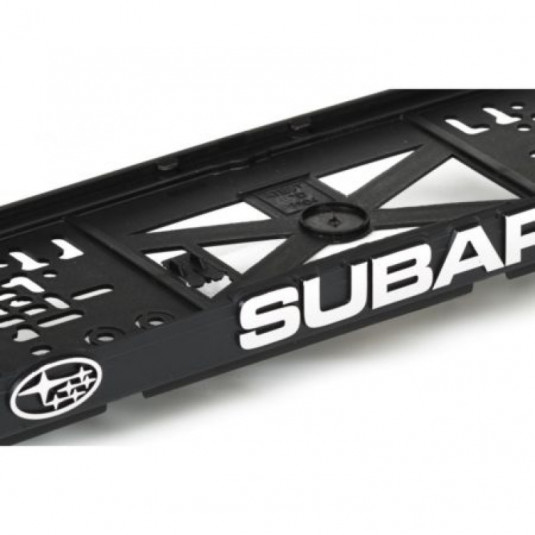 3D podložka pod SPZ s logem SUBARU – černá s chromovým nápisem