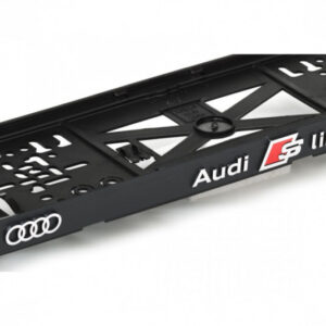 3D podložka pod SPZ s logem AUDI S LINE – černá s chromovým nápisem | Lampa