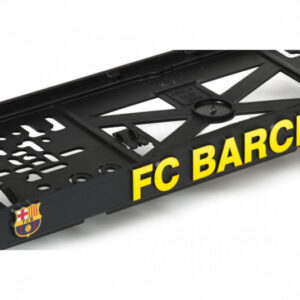 3D podložka pod SPZ FC Barcelona – černá s chromovým logem