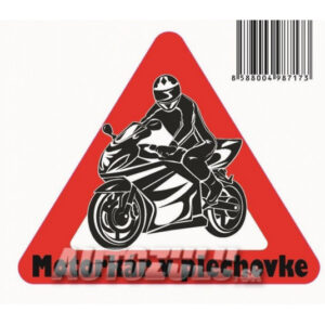 Samolepka Motorkář v plechovce – vtipná dekorace pro auto