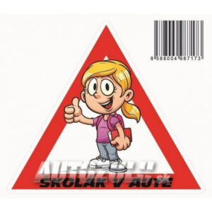Samolepka Pozor školák v autě dívka – AutoZulu | Bezpečnostní nálepka pro auto