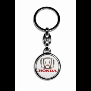 Klíčenka Honda bílá kulatá – AutoZulu – pryskyřičný design pro fanoušky Hondy