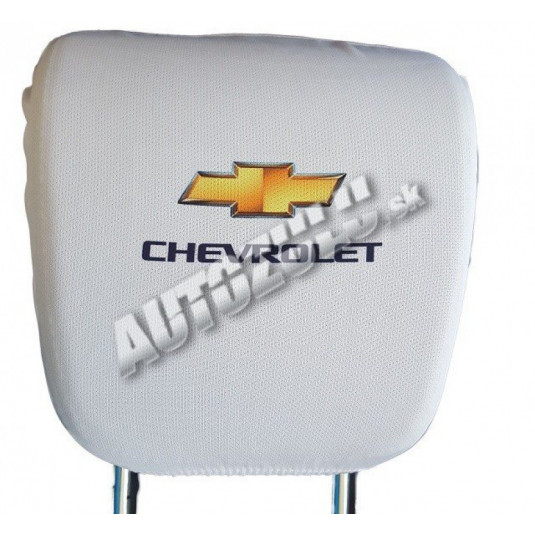 Potahy na hlavové opěrky bílé s logem Chevrolet 2 ks – AutoZulu