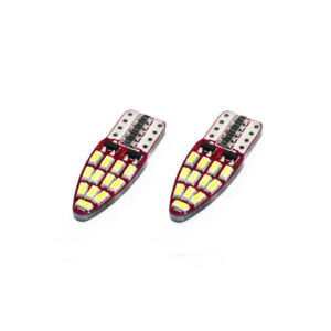 LED žárovky Amio CANBUS 24SMD 3014 T10e (W5W) 12V – bílé osvětlení pro interiér i polohová světla (2 ks)