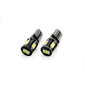 LED žárovky Amio T10 5SMD 5730 CANBUS W5W 12V – Bílé 5600K (2 ks)