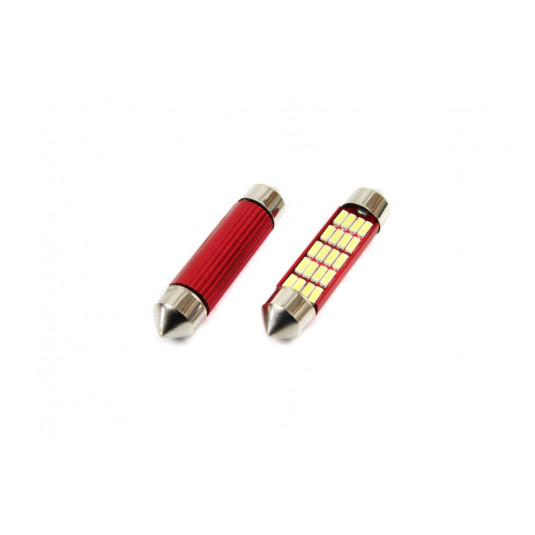 LED žárovky CANBUS 12SMD 4014 Festoon 41mm bílé 12V/24V – 2ks od Amio