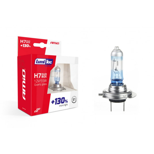 Halogenové žárovky H7 12V 55W LumiTec LIMITED +130% světla – 2ks sada Amio