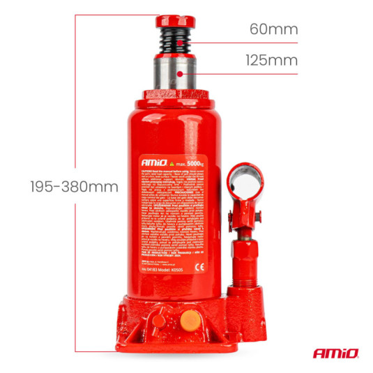 Hydraulický piestový zdvihák 5T s PVC boxem – robustní zvedák 195–380 mm - Obrázek 5
