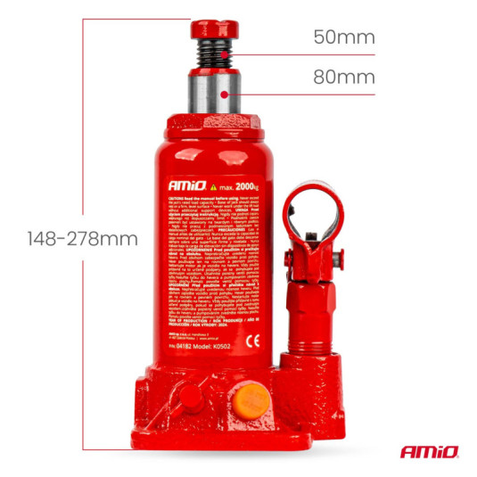 Hydraulický piestový zdvihák 2T – spolehlivý zvedák s rozsahem 148–278 mm v přepravním boxu - Obrázek 5