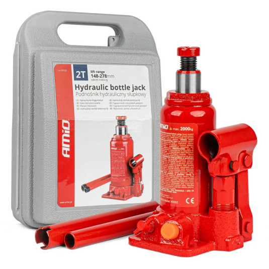 Hydraulický piestový zdvihák 2T – spolehlivý zvedák s rozsahem 148–278 mm v přepravním boxu