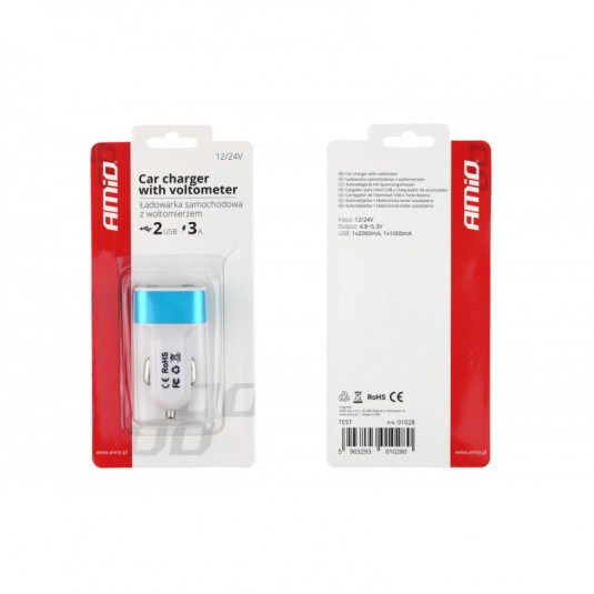 Amio TEST-04 – Autonabíječka s 2x USB a voltmetrem pro 12V a 24V palubní síť - Obrázek 5