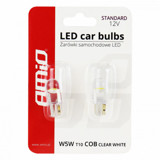 LED žárovky T10 W5W 12V COB – Amio STANDARD Clear white 5600K - Obrázek 3
