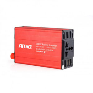 Měnič napětí AMiO 300W/600W – 12V na 230V s 2x USB