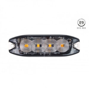Výstražné LED světlo oranžové 4x3W Amio R65 R10 12/24V IP67 – 19 režimů blikání