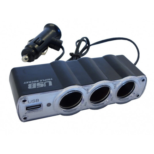 Multi zásuvka do zapalovače 3+1 USB 12/24 V – CarCommerce