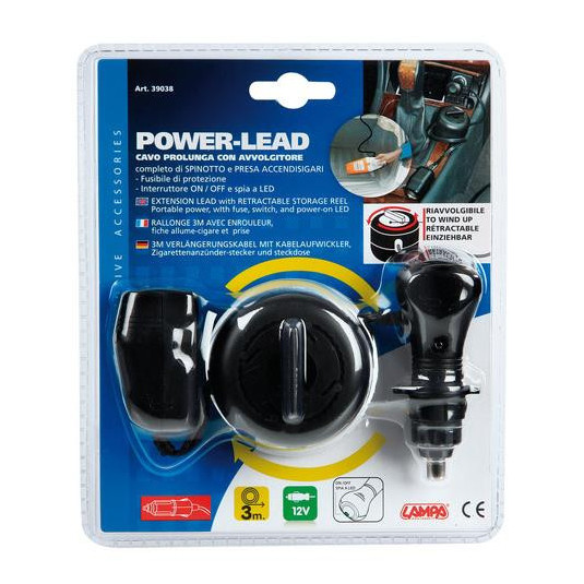 Prodlužovací kabel 12V do zapalovače 3m s navijákem – Lampa - Obrázek 2