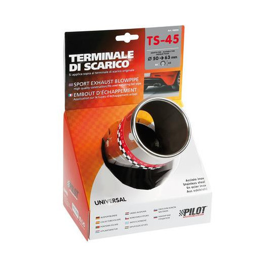 Koncovka výfuku Lampa TS-45 pro výfuky do 63 mm – Chromový tuning výfuku z nerezové oceli - Obrázek 2