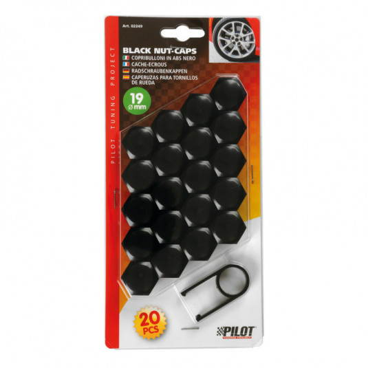 Kryt šroubu 17 mm – Černé ozdobné kryty na kola 20 ks | Lampa - Obrázek 4