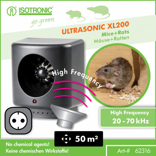 Isotronic Plašič myší a hlodavců – ultrazvukový odpuzovač do domácnosti a skladu - Obrázek 3