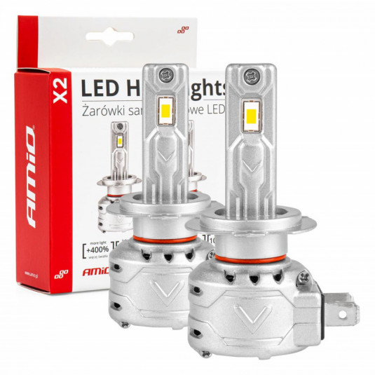 LED žárovky H7 X2 Series AMiO (+CANBUS) – jasnější světlo a lepší viditelnost pro váš vůz