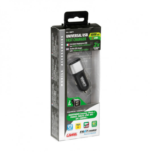 USB Zásuvka 12/24 V s Rychlonabíjením 2x USB 2400 mA – Lampa - Obrázek 2