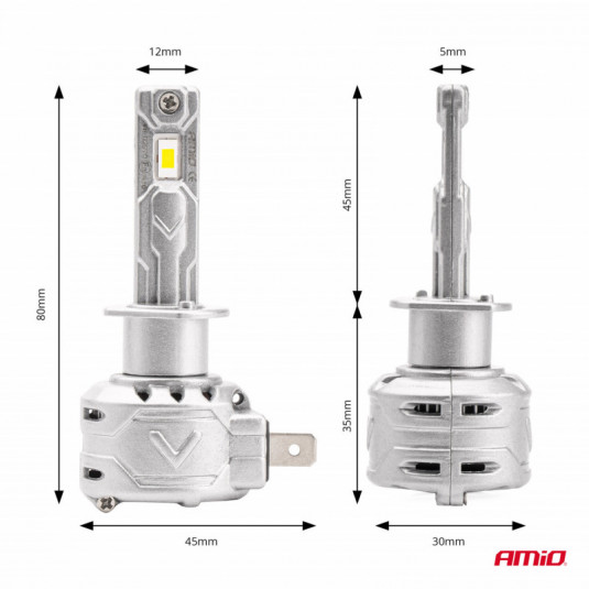 LED žárovky H1 X2 Series AMiO (+CANBUS) – Výkonné osvětlení pro lepší viditelnost v noci - Obrázek 3