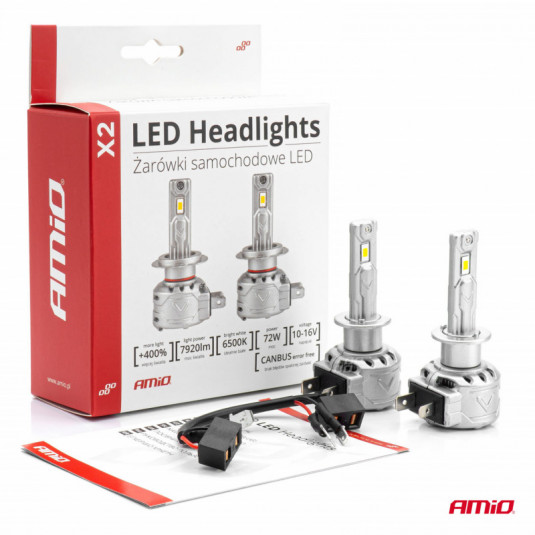 LED žárovky H1 X2 Series AMiO (+CANBUS) – Výkonné osvětlení pro lepší viditelnost v noci - Obrázek 5
