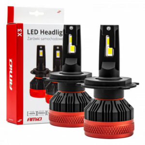 LED žárovky H4 X3 Series AMiO (+CANBUS) – Silné bílé světlo pro lepší viditelnost v noci