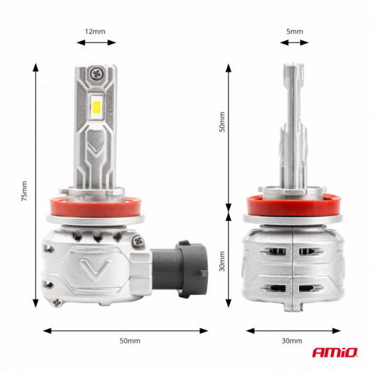 LED žárovky H8 H9 H11 X2 Series AMiO – jasnější světlo s canbus, chlazení a CSP technologie - Obrázek 3
