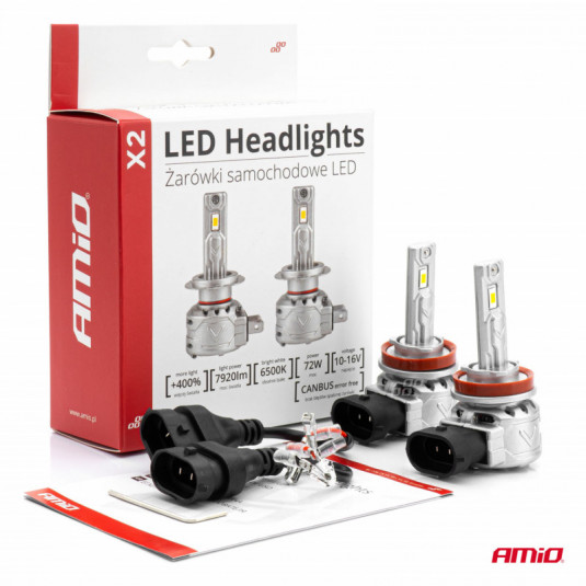 LED žárovky H8 H9 H11 X2 Series AMiO – jasnější světlo s canbus, chlazení a CSP technologie - Obrázek 5