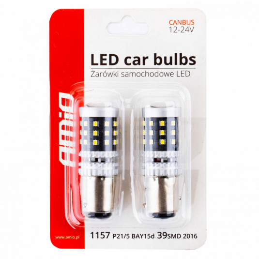 LED žárovky CANBUS 1157 BAY15D 39SMD P21/5W bílé 12V/24V – náhrada pro brzdová a zpětná světla - Obrázek 4