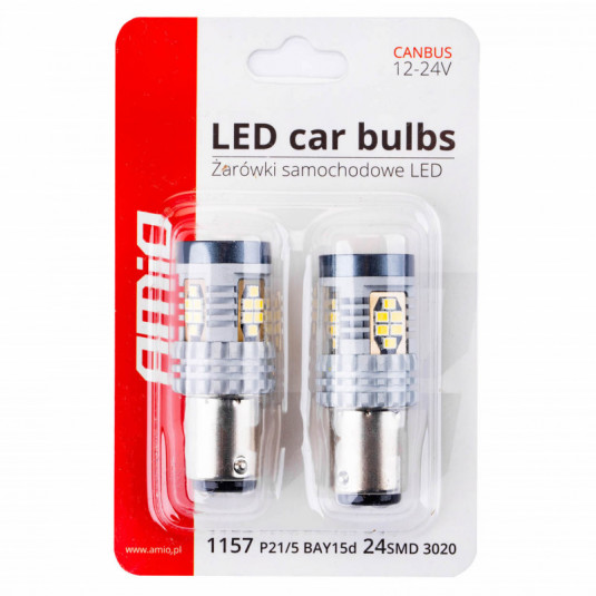 LED žárovky CANBUS 3020 24SMD 1157 BAY15D P21/5W – bílé osvětlení 12V/24V od Amio - Obrázek 4