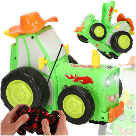 RC traktor skákající s hudbou a dálkovým ovládáním – zábava pro děti