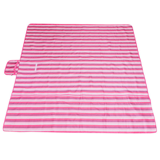 Plážová podložka 200x200 cm růžová – velká pikniková deka pro rodinu a přátele - Obrázek 4