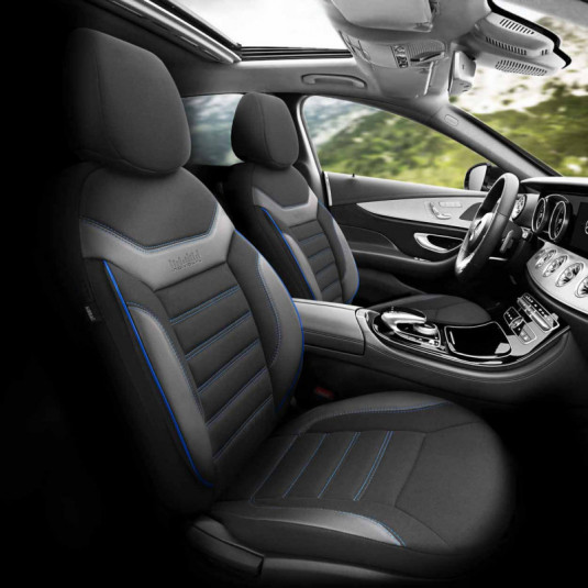 Sada autopoťahov OTOM INDIVIDUAL 203 BLACK/BLUE 3-ZIP – luxusní ochrana sedadel s certifikovaným airbag švem - Obrázek 2