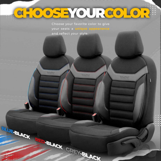 Sada autopoťahov OTOM INDIVIDUAL 203 BLACK/BLUE 3-ZIP – luxusní ochrana sedadel s certifikovaným airbag švem - Obrázek 3