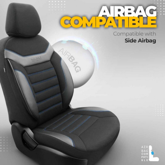 Sada autopoťahov OTOM INDIVIDUAL 203 BLACK/BLUE 3-ZIP – luxusní ochrana sedadel s certifikovaným airbag švem - Obrázek 5