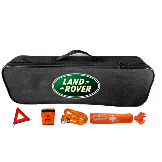 Taška do auta Land Rover s lékárničkou a povinnou výbavou pro ČR – přehledné uspořádání a okamžitá připravenost