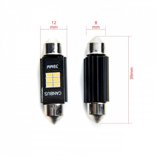 Einparts C10W LED žárovka 6x SMD 2016 39 mm 6000K – CANBUS, bílé světlo pro interiér i exteriér - Obrázek 4