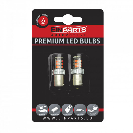 Einparts P21W LED žárovka 30x SMD 3020 červená CANBUS 12/24V – spolehlivé osvětlení bez chybových hlášení