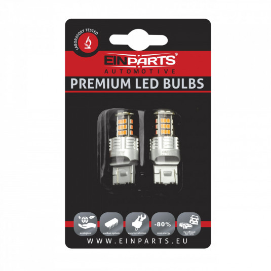 Einparts W21/5W LED žárovka 30x SMD 3020 červená CANBUS 12/24V – spolehlivé osvětlení bez chybových hlášení
