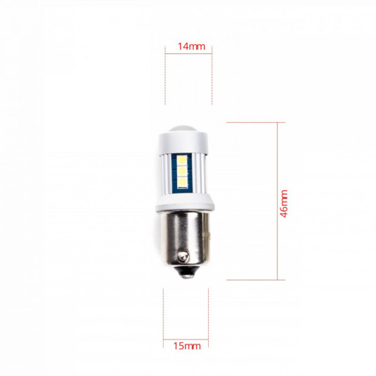 Einparts P21W LED žárovka 2x SMD 3030 6000K 12/24V – jasné studené bílé světlo pro vozidla - Obrázek 4