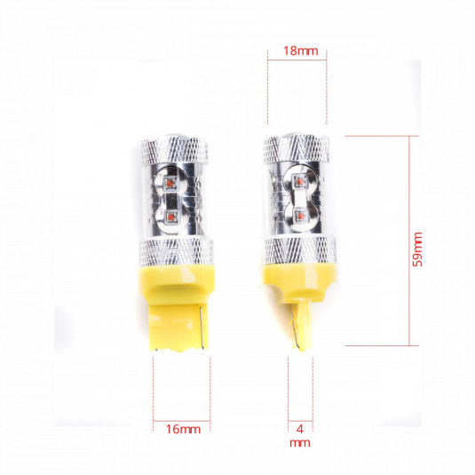 Einparts W21W LED žárovka 50W (10x Cree) oranžová 12/24V – Výkonné osvětlení pro náročné podmínky - Obrázek 4